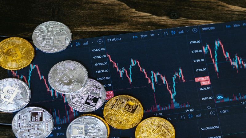 Analisis pasar spot kripto di BitMart exchange — koin Bitcoin di atas grafik candlestick